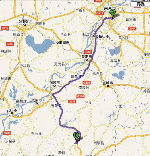 省内至黄山交通地图